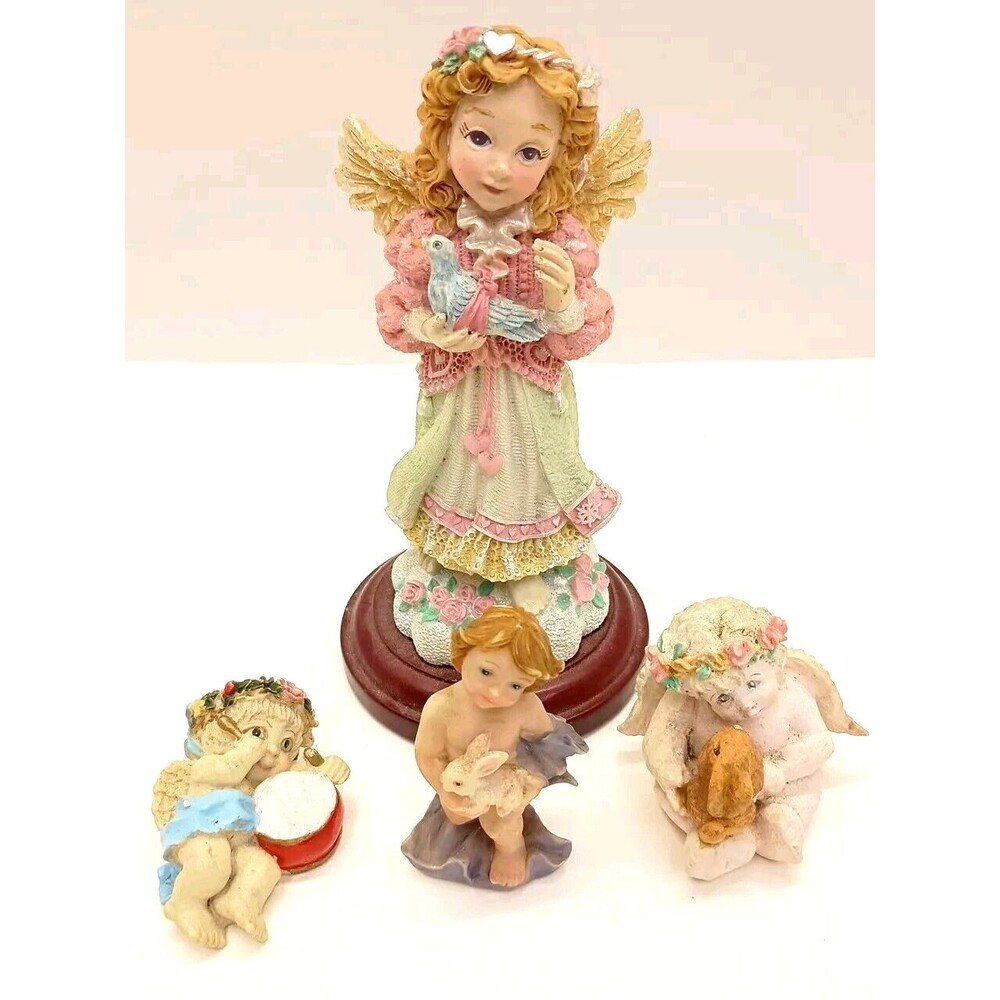 Lot of 4 Willow Tree Angel Figurines – Angel of Prayer / Guardian – As Is